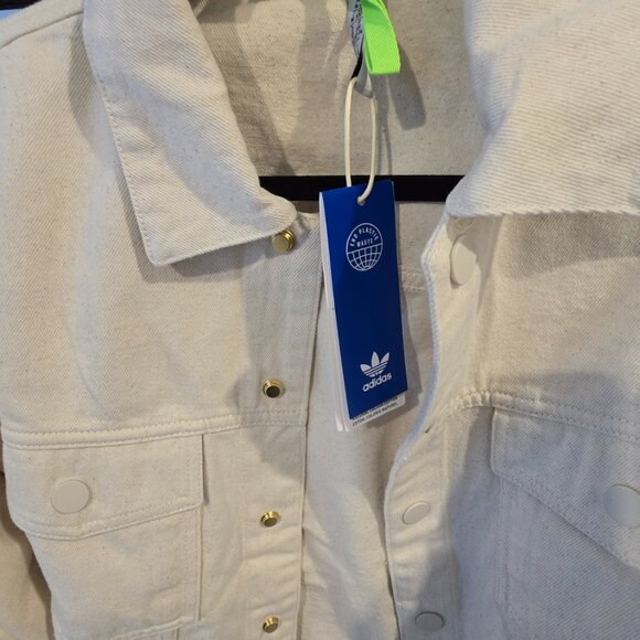 Adidas X KSENIASCHNAIDER 3-Stripe Denim Jacket Women's Size XS NATURAL TAN NEW - Picture 4 of 14